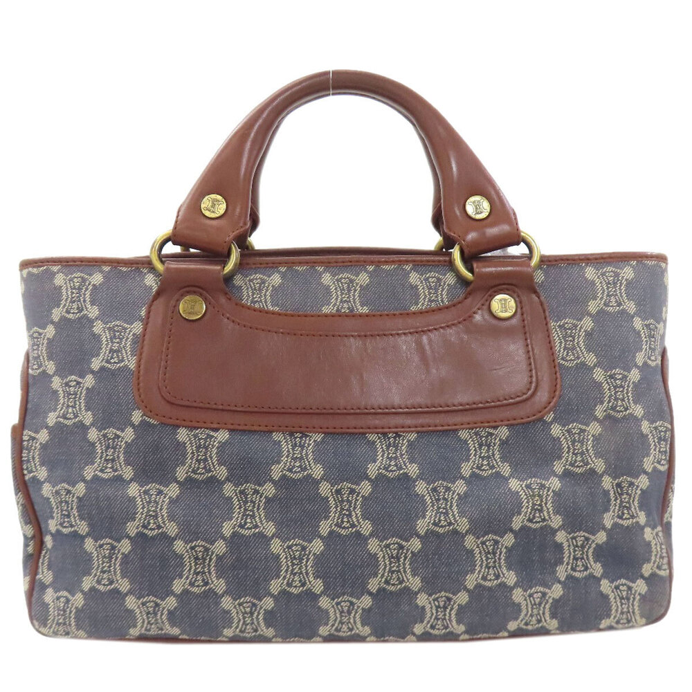 Celine Boogie Denim Handbag Bag Leather Blue
